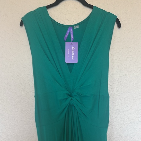 Seraphine Emerald Green Knot Waist Tie Back Maternity Dress size 12 - Picture 4 of 9